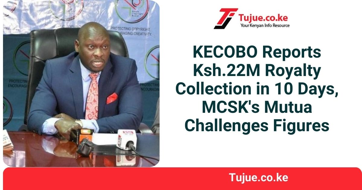 KECOBO Reports Ksh.22M Royalty Collection in 10 Days, MCSK’s Mutua Challenges Figures