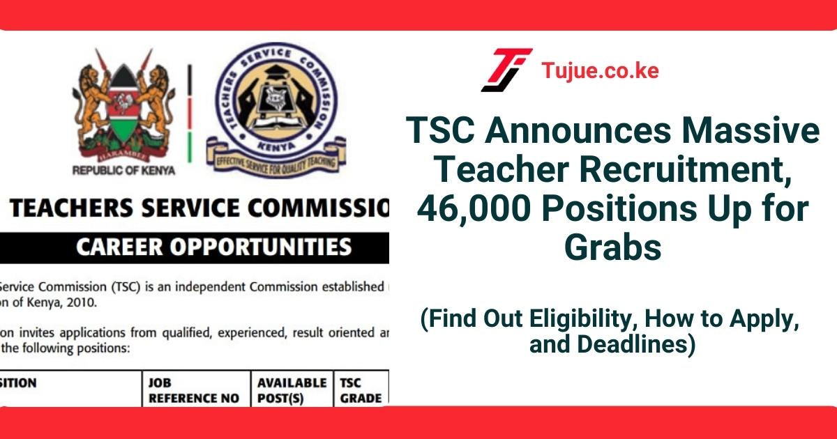 TSC Announces Massive Teacher Recruitment, 46,000 Positions Up for Grabs