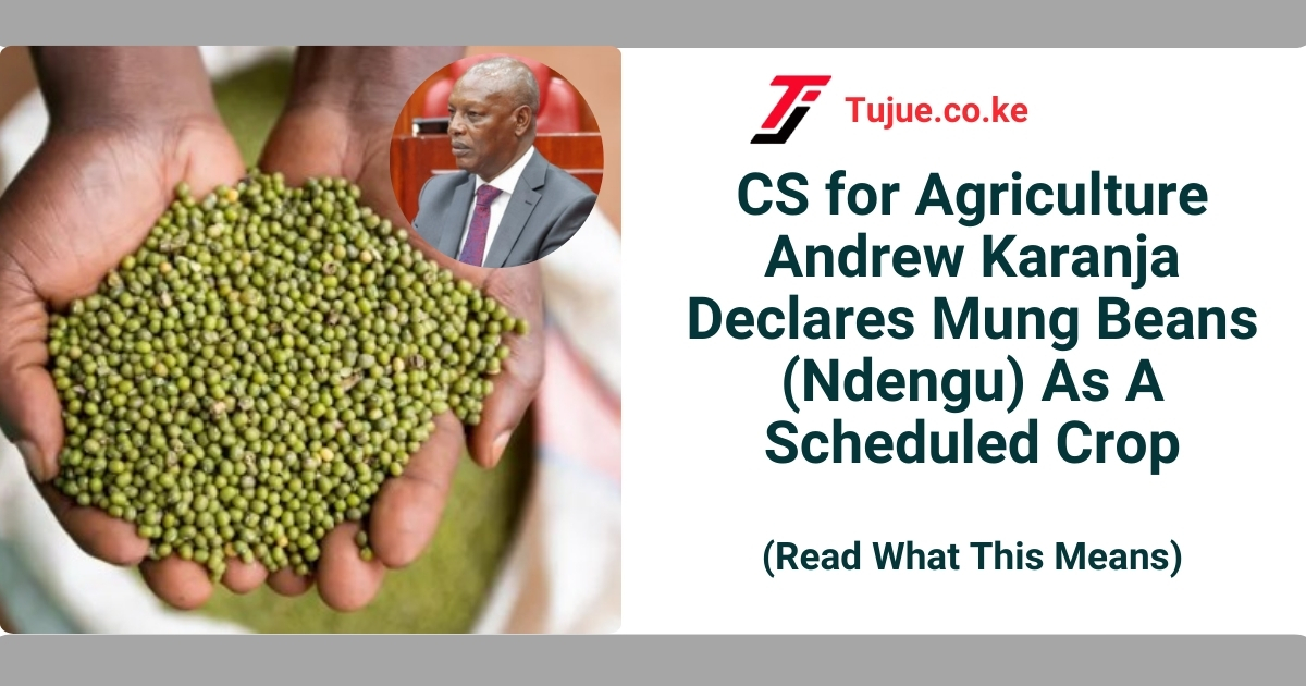 CS for Agriculture Andrew Karanja Declares Mung Beans (Ndengu) As A Scheduled Crop